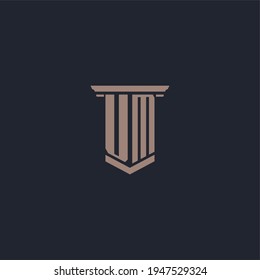 UM initial monogram logo with pillar style design