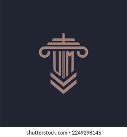 UM initial monogram logo with pillar design for law firm vector image