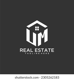 UM initial monogram logo for real estate with polygon shape creative design