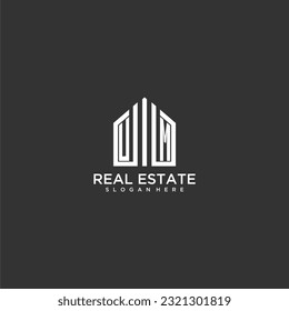 UM initial monogram logo for real estate with home shapes creative design