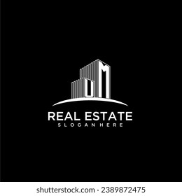 UM initial monogram logo for real estate with building style