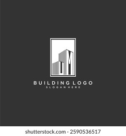 UM initial monogram real estate logo with building creative square style design