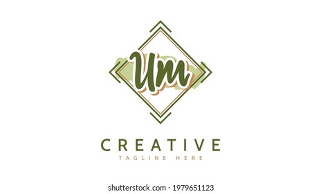 UM Initials, handwriting logo vector