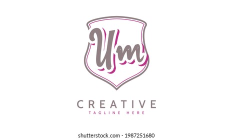 UM Initials, handwriting logo vector