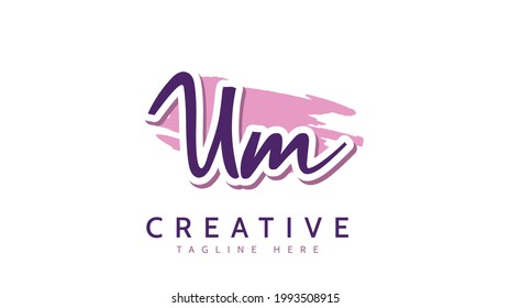 UM Initials, handwriting logo vector