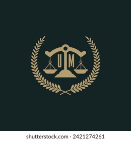 UM initials for law firm logo icon design vector image