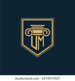 UM Initials Law Firm Logo Lawyer logo with creative law element