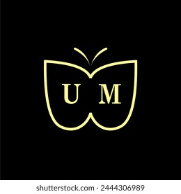 UM Initials Luxury Butterfly logo Vector illustration