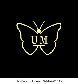 UM Initials Luxury Butterfly logo Vector illustration