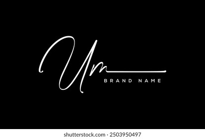 UM letter beauty handwriting vector logo. 