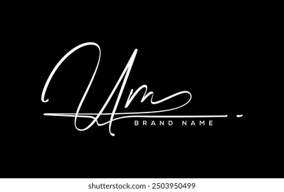 UM letter beauty handwriting vector logo. 