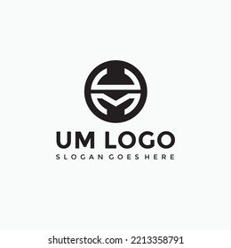 UM Letter circle logo vector image