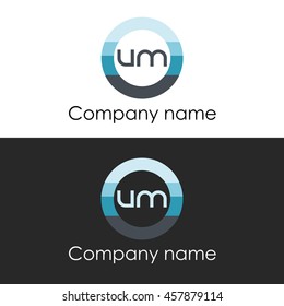 UM letter circle shape icon logo white blue