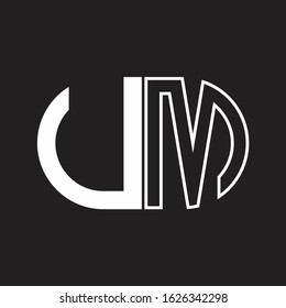 UM Letter logo monogram with oval shape negative space design template