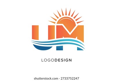 UM Letter Logo Monogram Sun Wave Modern Branding Design