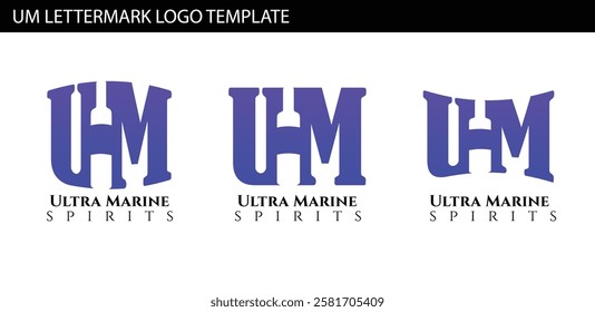 UM letter mark template with wine bottle shape