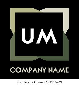 UM letters business logo creative  icon design template elements in abstract background logo, design identity in square with four colors, modern alphabet letters