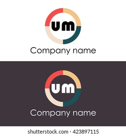 UM letters business logo icon design template. Symbol with four colors circle