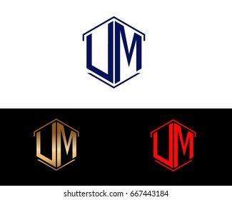UM letters linked with hexagon shape logo