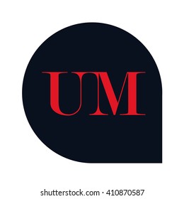 UM Letters red , Abstract black background logo, Design identity in shape, Alphabet letter