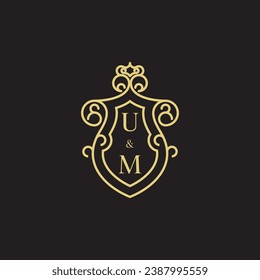 UM line vintage initial logo in high quality professional design that will print well across any print media