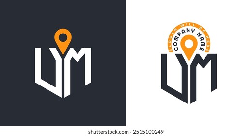 UM Location Logo Bundle. Letter UM Logo Dual Vector Icons for Recruitment and Navigation