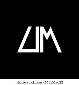 UM logo abstract monogram isolated on black background