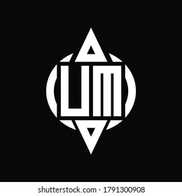 UM Logo with circle rounded combine triangle top and bottom side design template