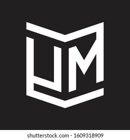 UM Logo Emblem Monogram With Shield Style Design Template Isolated On Black Background