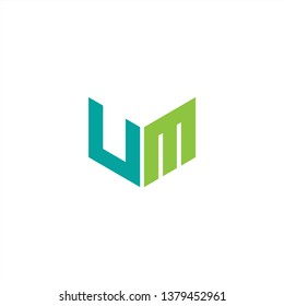 UM Logo Letter Initial With Blue and Green Colors