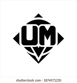 UM Logo monogram with circle shape and square rotate rounded design template on white background