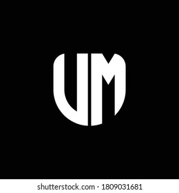 um logo monogram with circular shape shield design template