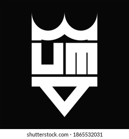 UM Logo monogram with crown shape isolated on Black background