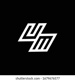 UM logo monogram with up to down style negative space design template isolated on black background