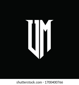 UM logo monogram with emblem shield style design template