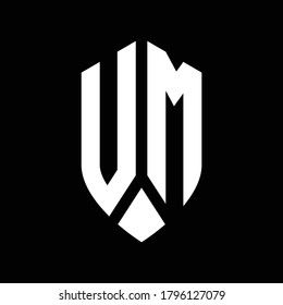 um logo monogram with emblem shield style design template