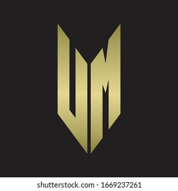 UM Logo monogram with emblem style isolated with gold colors