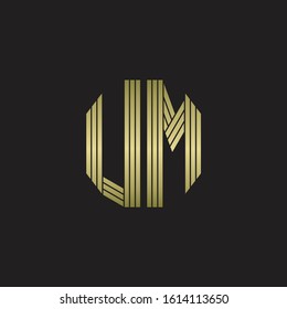 UM Logo monogram outline style linked isolated with gold colors