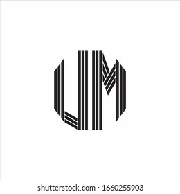 UM Logo monogram outline style linked isolated on white background