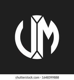 UM Logo monogram with piece circle ribbon style