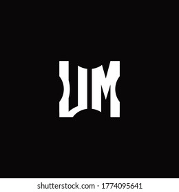 UM Logo monogram with pieces cut elements design template