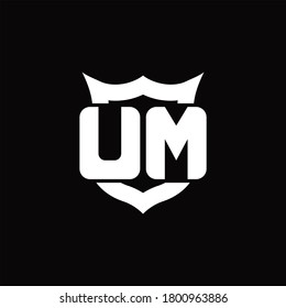 UM Logo monogram with shield around crown shape design template