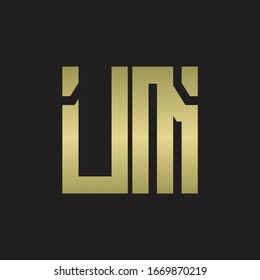 UM Logo with squere shape design template with gold colors