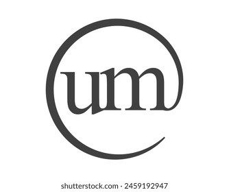 UM logo from two letter with circle shape email sign style. U and M round logotype of business company for brand identity.