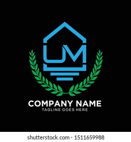 UM or M initial logo design for business company