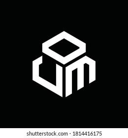 UM monogram logo with 3 cube style design template isolated on black background