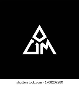 UM monogram logo with 3 pieces shape isolated on triangle design template