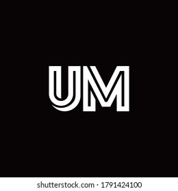 UM monogram logo with abstract line design template