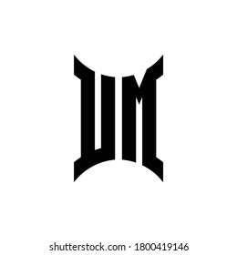 UM monogram logo with curved side design template