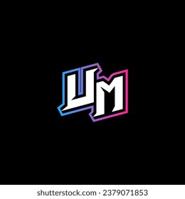 UM monogram logo design with abstract shape concept in vector